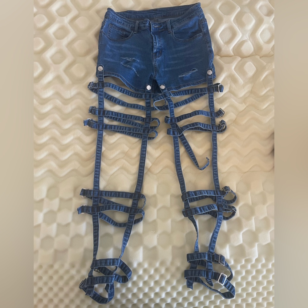 Women’s Extreme Cut-out/Strap Jean Shorts